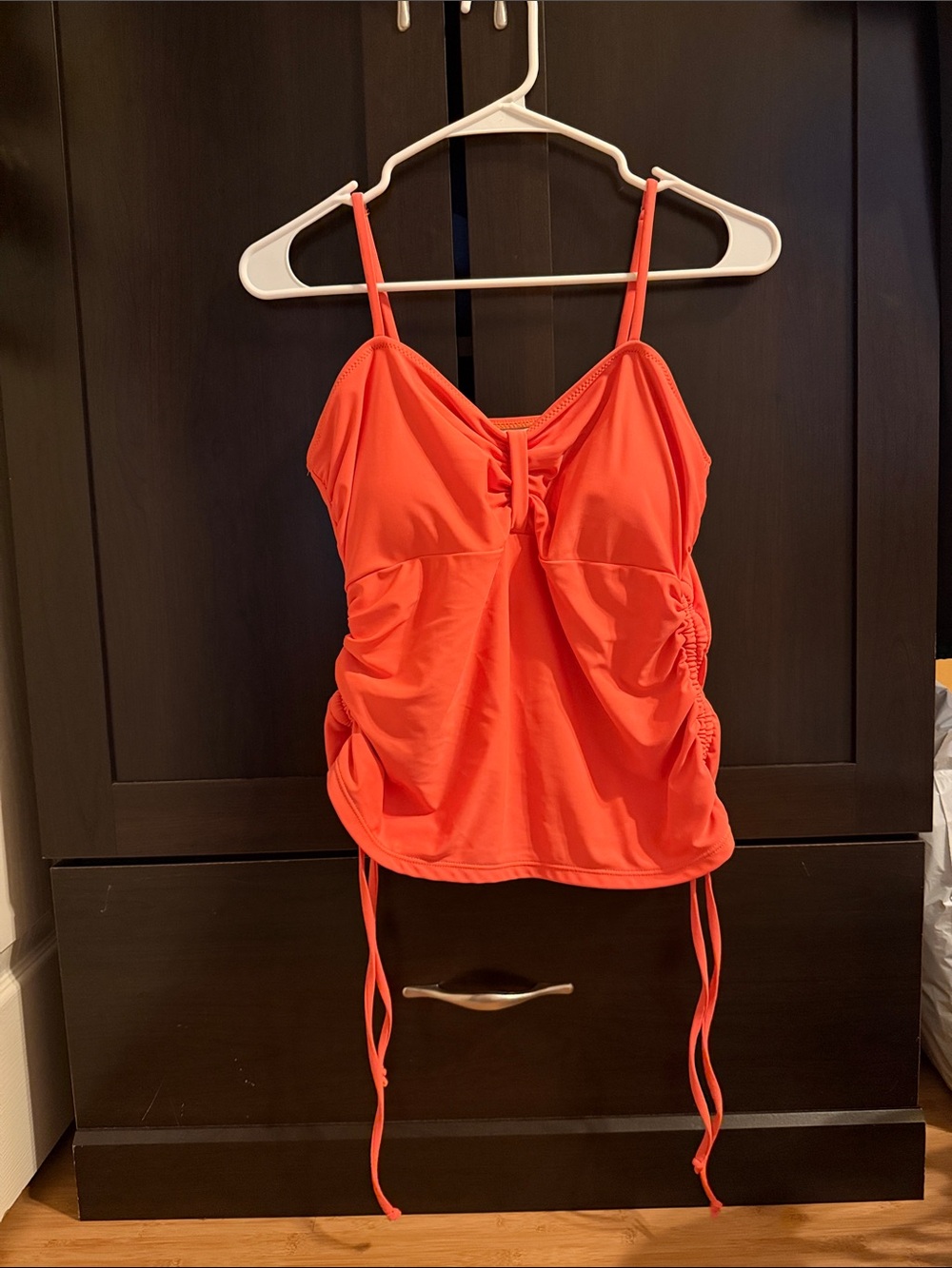 Red Orange Ruched Swim Top